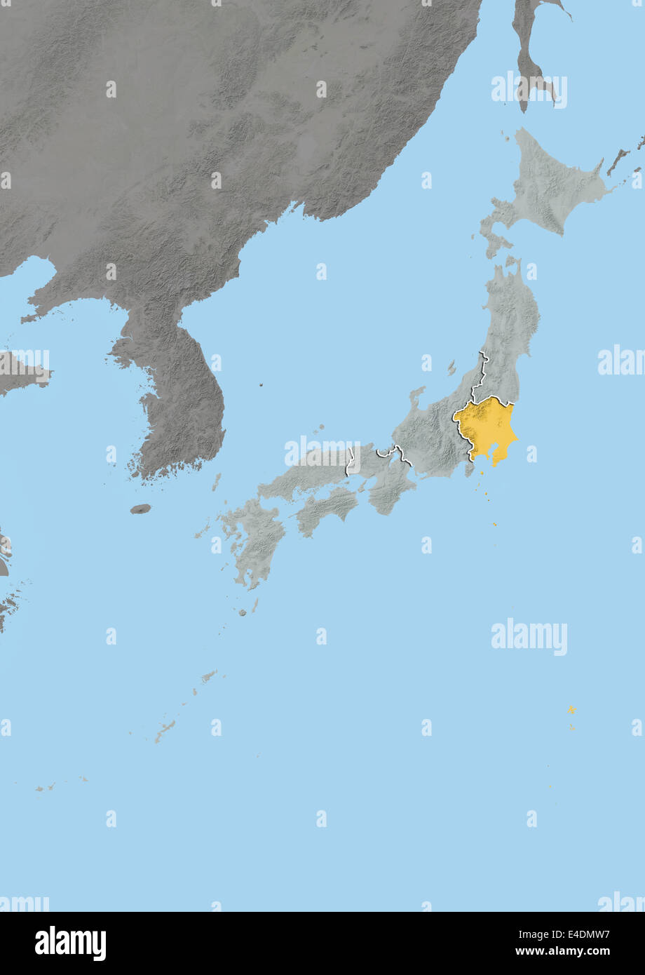Region of Kanto, Japan, Relief Map Stock Photo Alamy