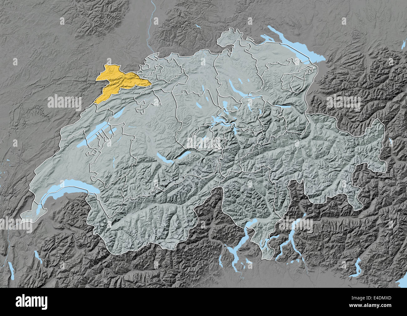Canton of Jura, Switzerland, Relief Map Stock Photo - Alamy