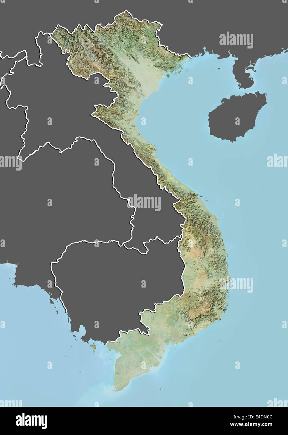 Vietnam, Relief Map with Border and Mask Stock Photo Alamy
