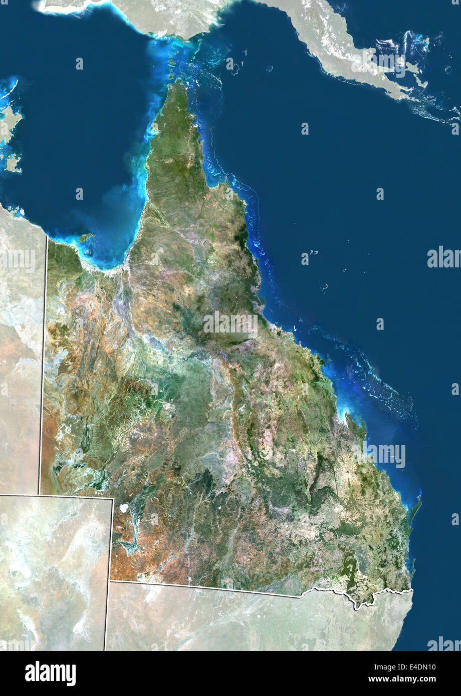State of Queensland, Australia, True Colour Satellite Image Stock Photo