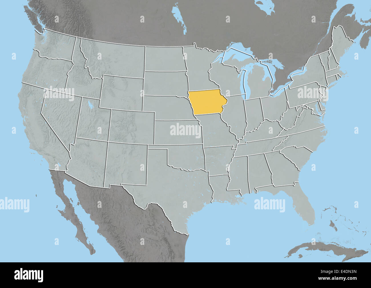 State of Iowa, United States, Relief Map Stock Photo Alamy