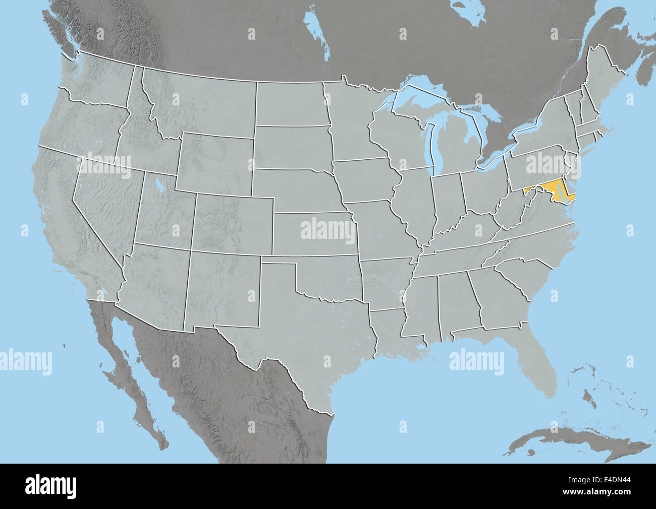 State of Maryland, United States, Relief Map Stock Photo - Alamy