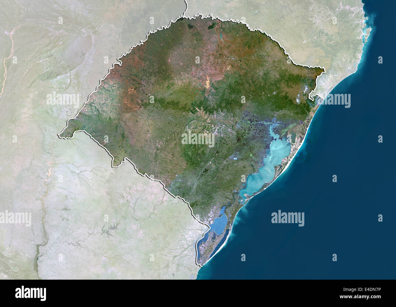 State of Rio Grande do Sul, Brazil, True Colour Satellite Image Stock Photo