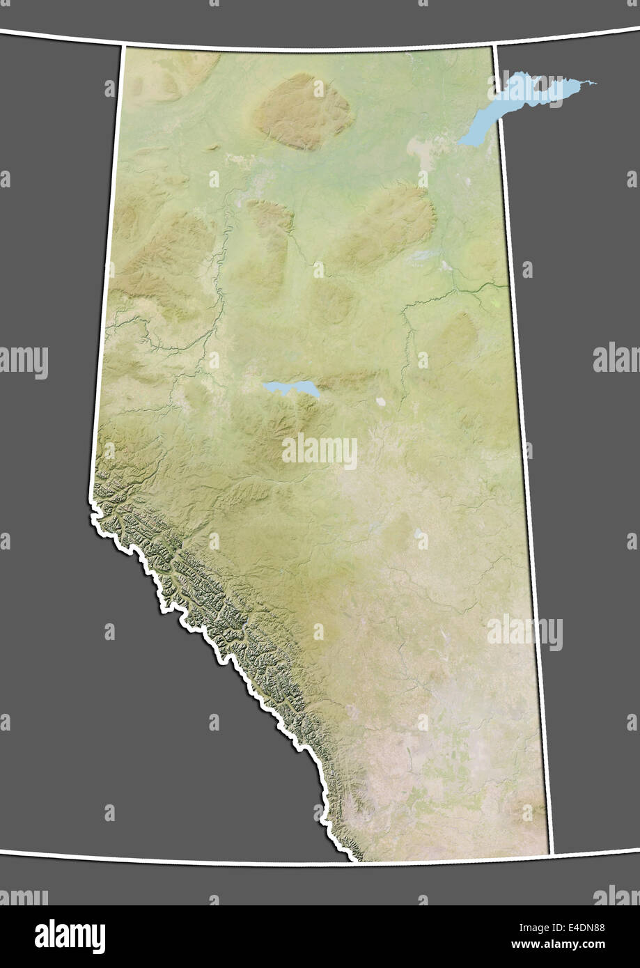 Province of Alberta, Canada, Relief Map Stock Photo