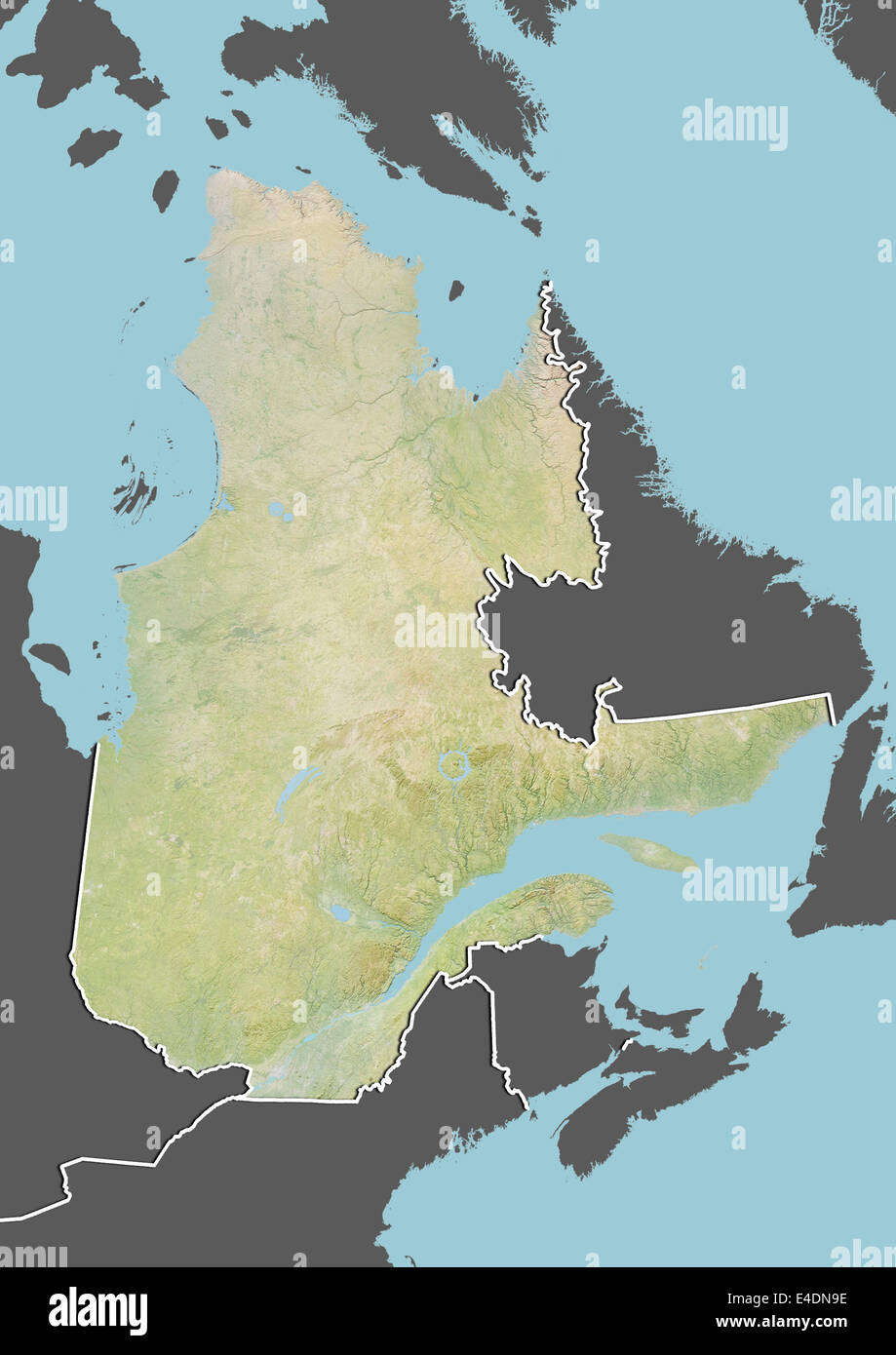 Province of Quebec, Canada, Relief Map Stock Photo