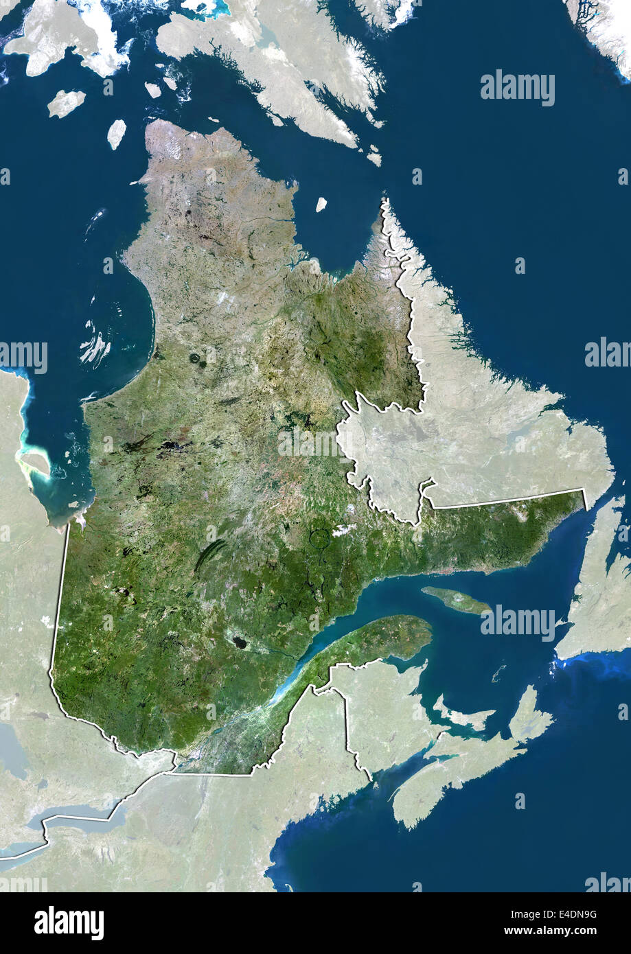 Province of Quebec, Canada, True Colour Satellite Image Stock Photo