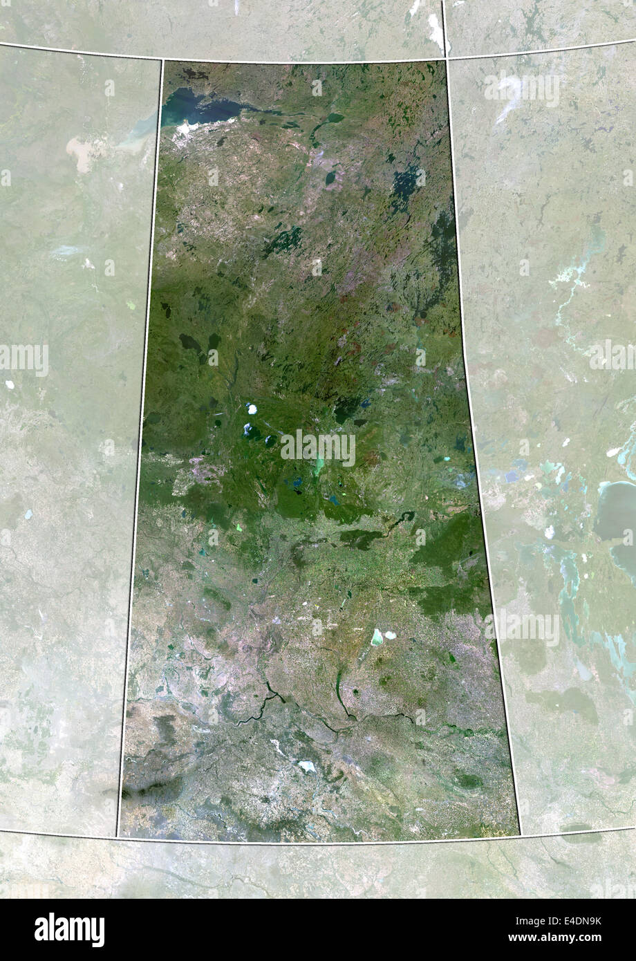 Province of Saskatchewan, Canada, True Colour Satellite Image Stock Photo