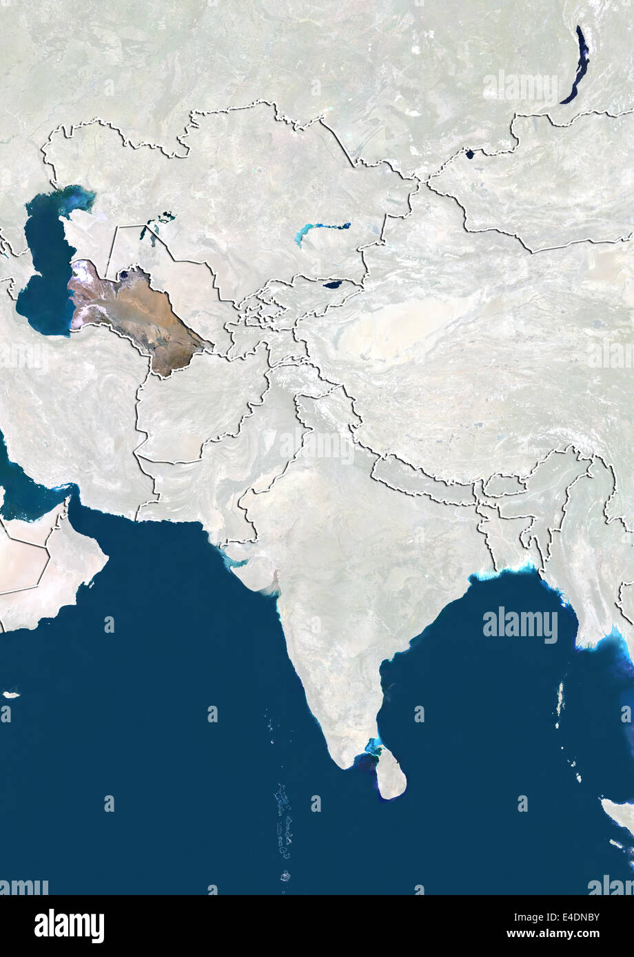 Turkmenistan, Satellite Image Stock Photo