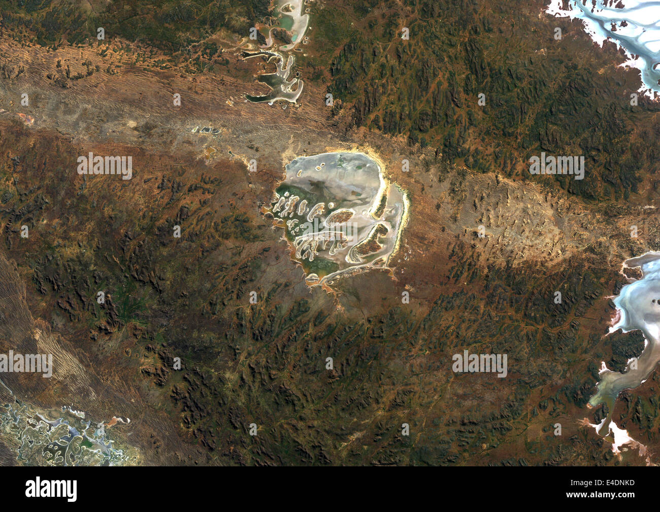 Acraman Meteor Impact Crater, Australia, True Colour Satellite Image. True colour satellite image of Acraman impact structure, A Stock Photo