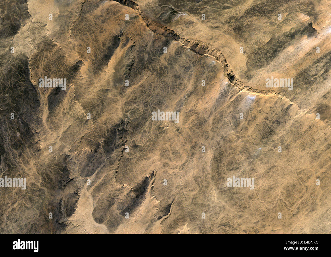 Aouelloul Meteor Impact Crater, Mauritania, True Colour Satellite Image. True colour satellite image of Aouelloul impact structu Stock Photo