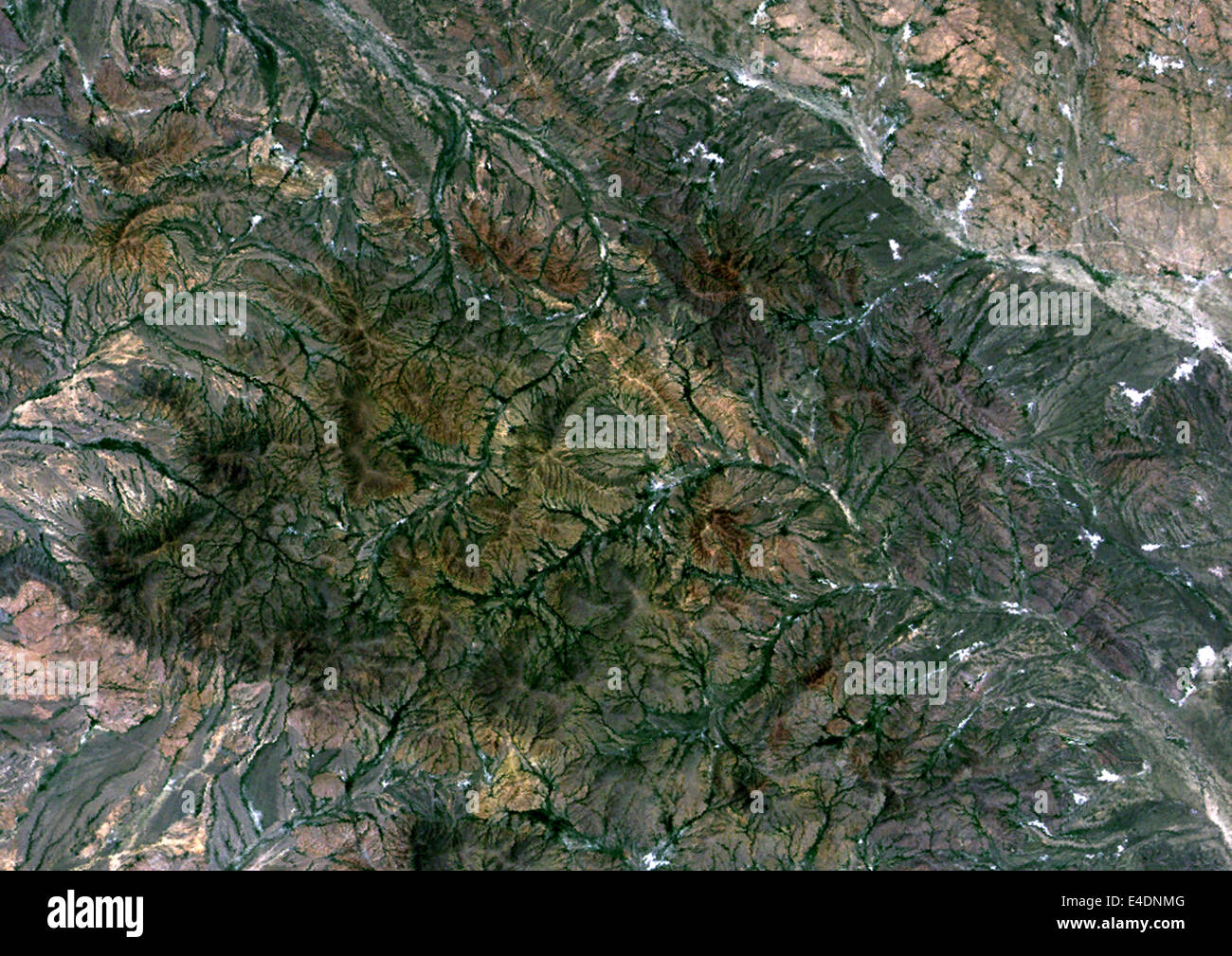 Shunak Meteor Impact Crater, Kazakhstan, True Colour Satellite Image. True colour satellite image of Shunak impact structure, Ka Stock Photo