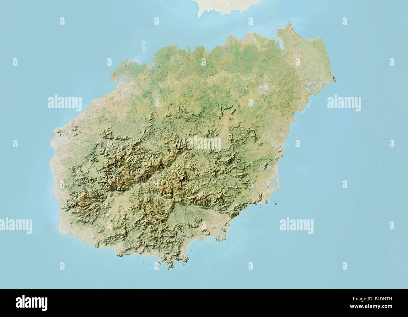 Province of Hainan, China, Relief Map Stock Photo