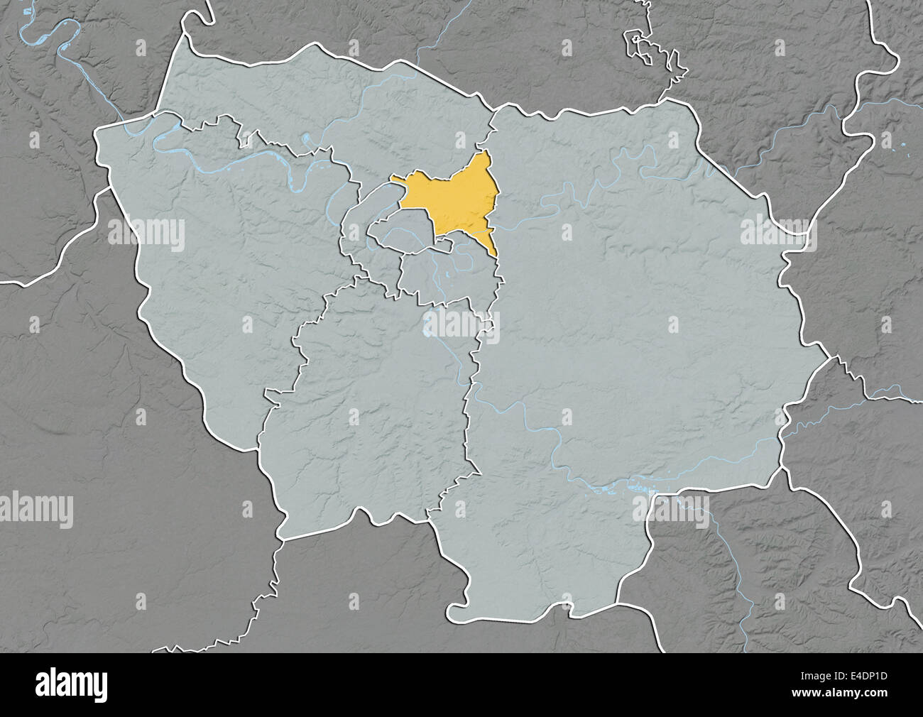 Seine Saint Denis Map Departement Of Seine-Saint-Denis, France, Relief Map Stock Photo - Alamy
