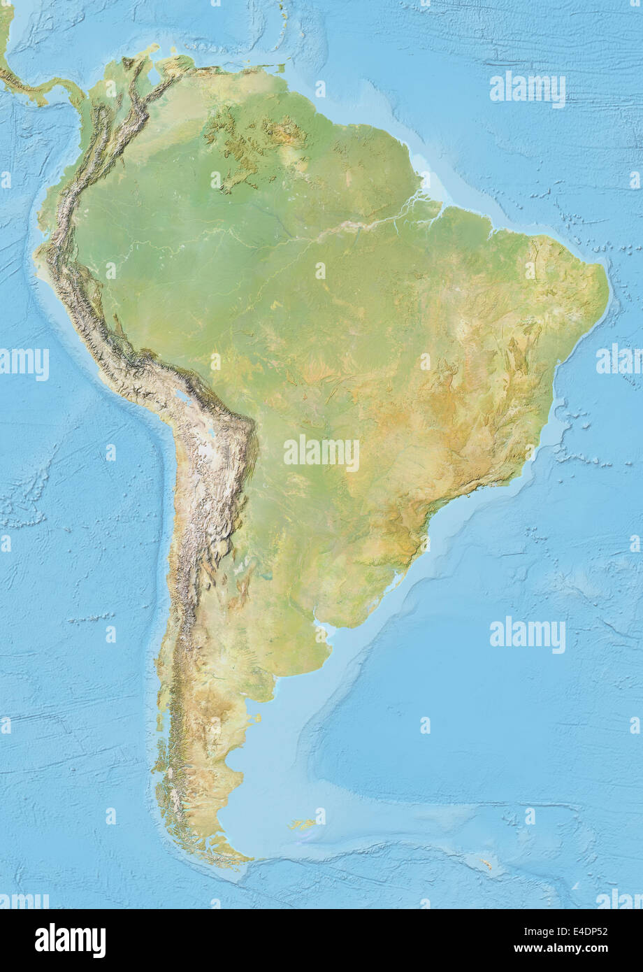 South America, Relief Map Stock Photo