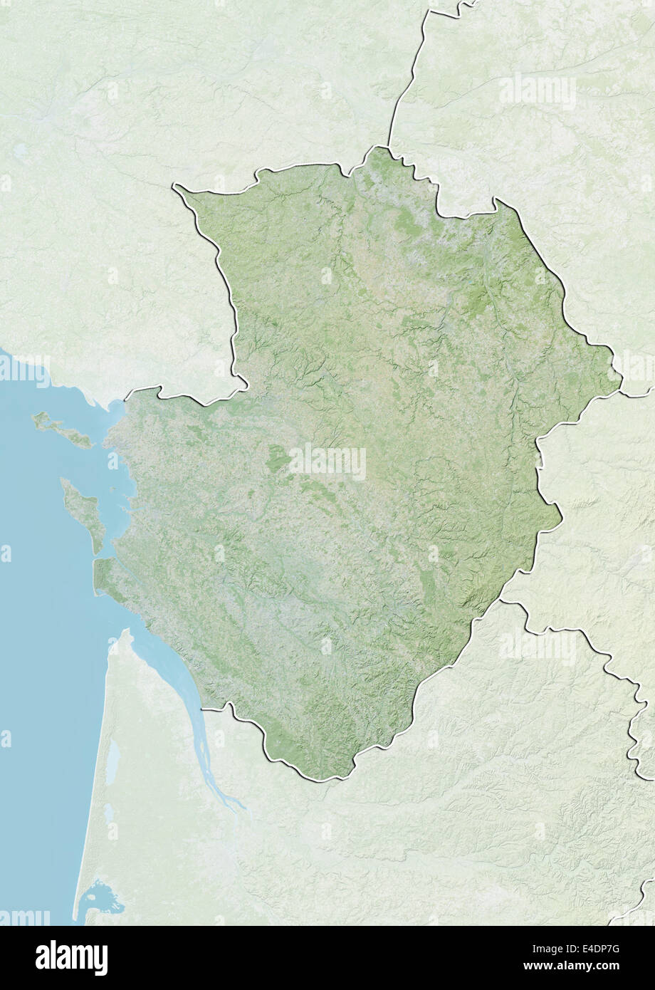 Map Of Poitou Charentes Region Region Of Poitou-Charentes, France, Relief Map Stock Photo - Alamy