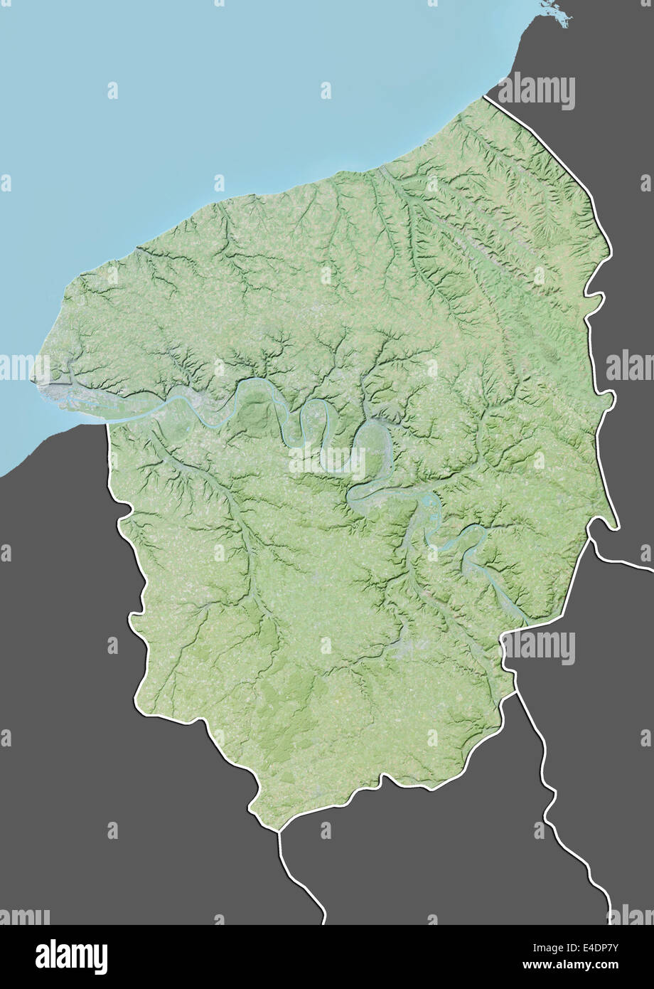 Region of Upper Normandy, France, Relief Map Stock Photo
