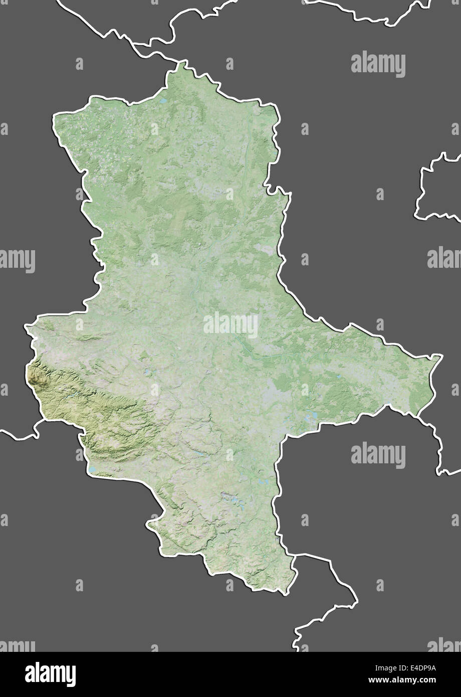 State of Saxony-Anhalt, Germany, Relief Map Stock Photo