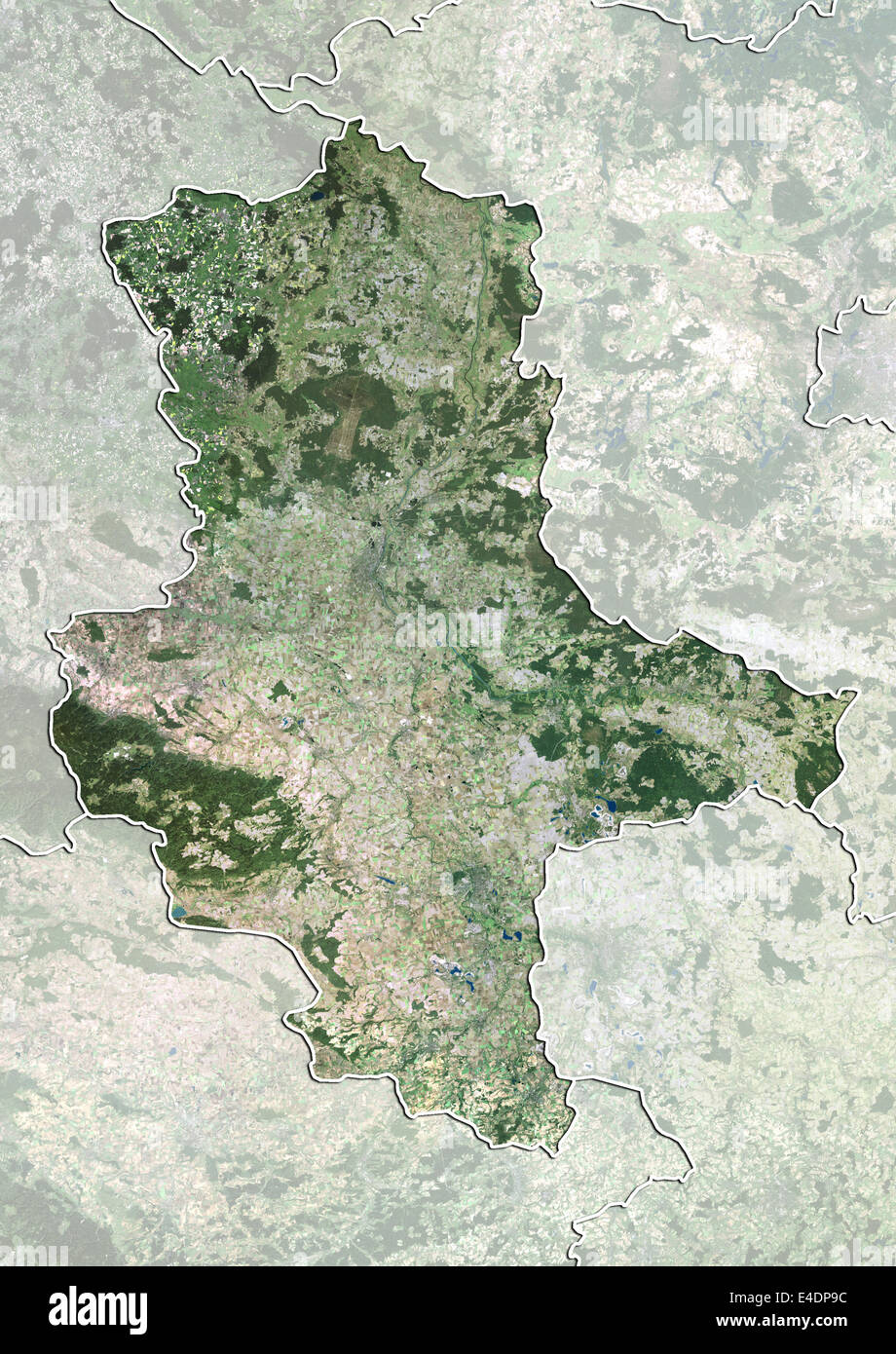 State of Saxony-Anhalt, Germany, True Colour Satellite Image Stock Photo