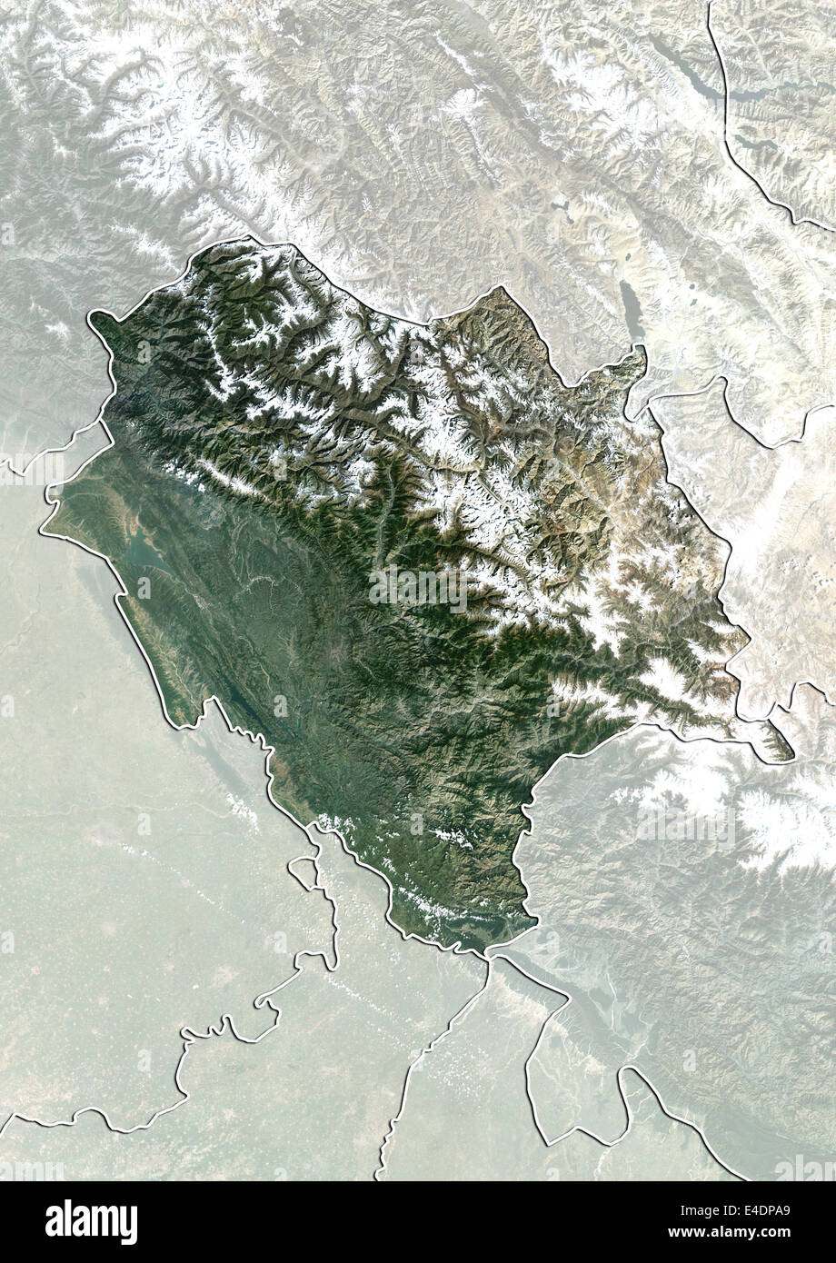 State of Himachal Pradesh, India, True Colour Satellite Image Stock Photo