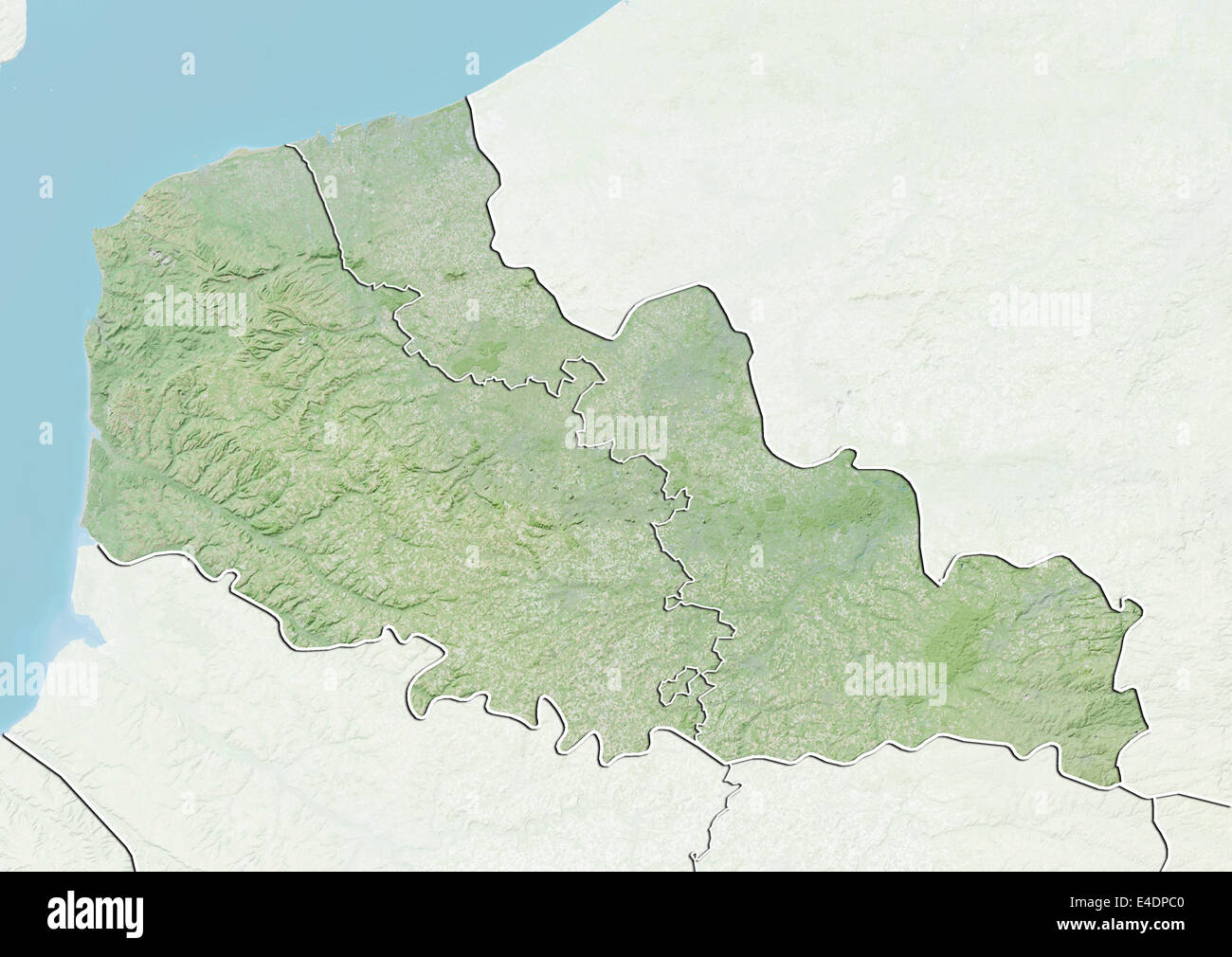 Region of Nord-Pas de Calais, France, Relief Map Stock Photo