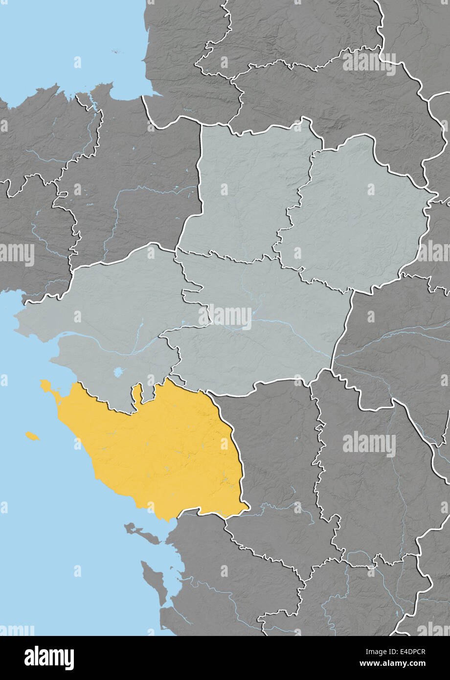 Departement of Vendee, France, Relief Map Stock Photo Alamy
