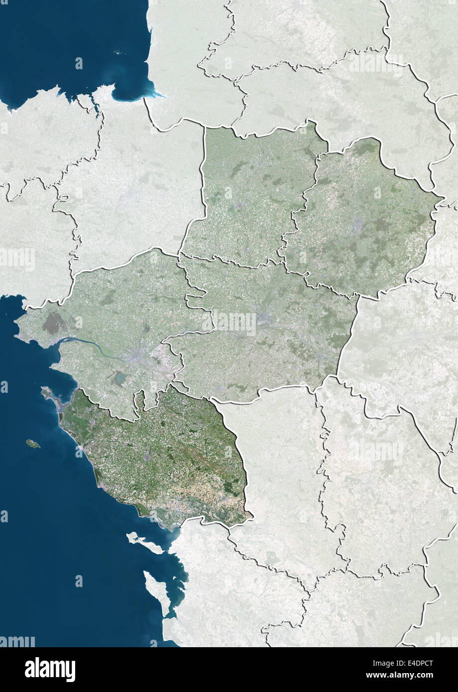 Departement of Vendee, France, True Colour Satellite Image Stock Photo