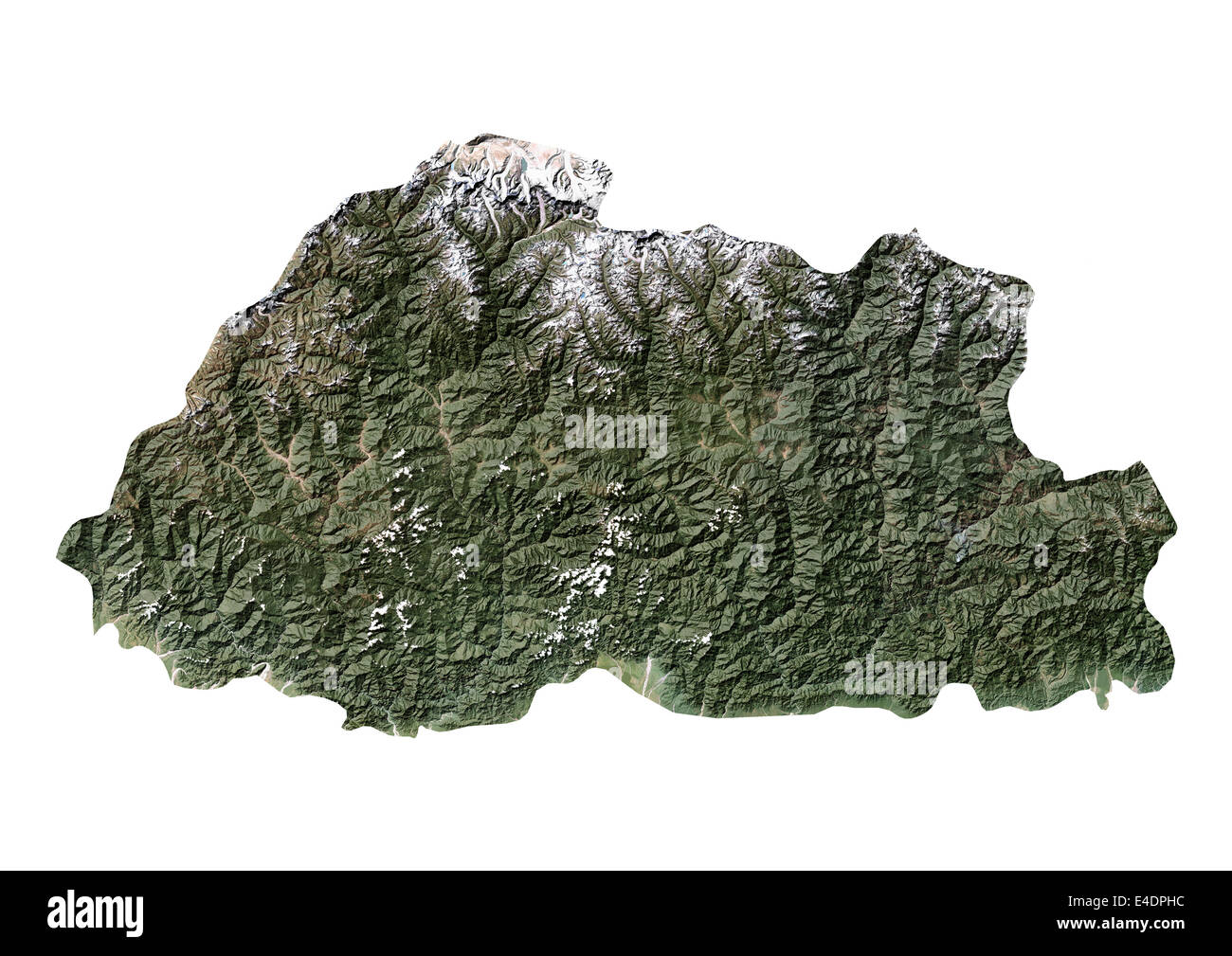 Satellite Map Of Bhutan Bhutan, Satellite Image Stock Photo - Alamy