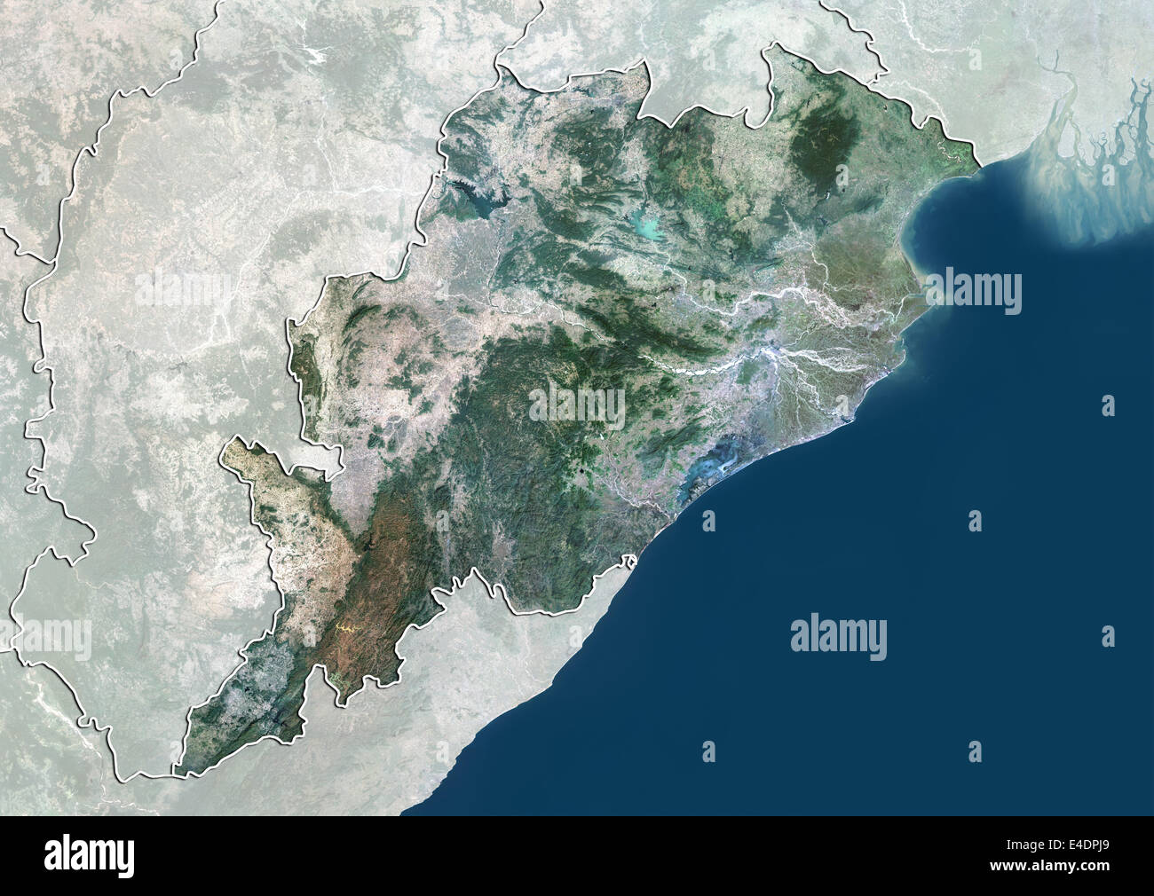 Satellite Map Of Odisha State Of Orissa, India, True Colour Satellite Image Stock Photo - Alamy