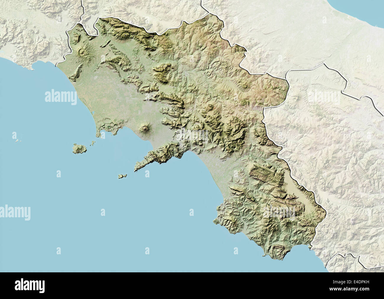 Region Of Campania Italy Relief Map Stock Photo Alamy