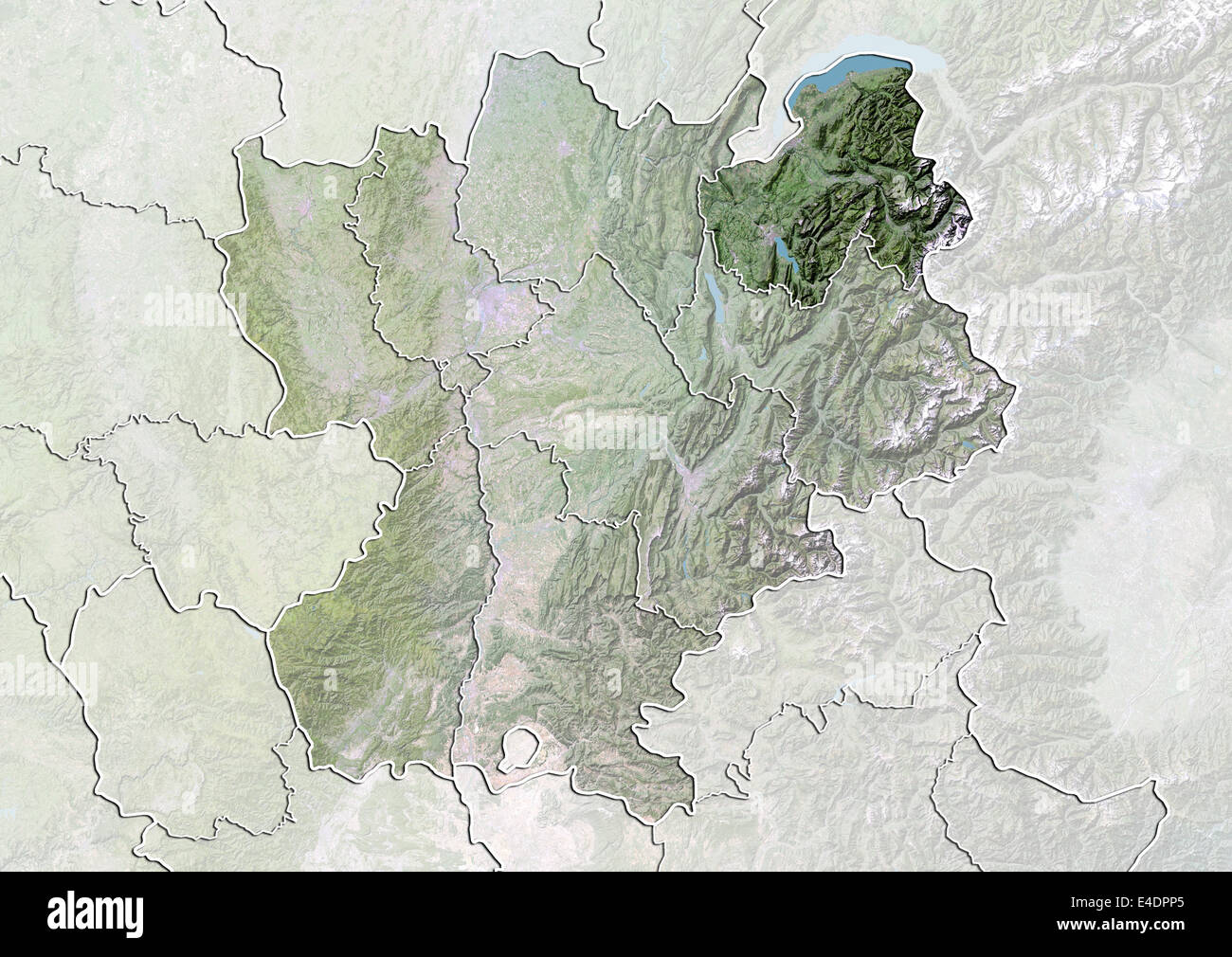 Departement Of Haute Savoie France Satellite Image With Bump Effect Stock Photo Alamy