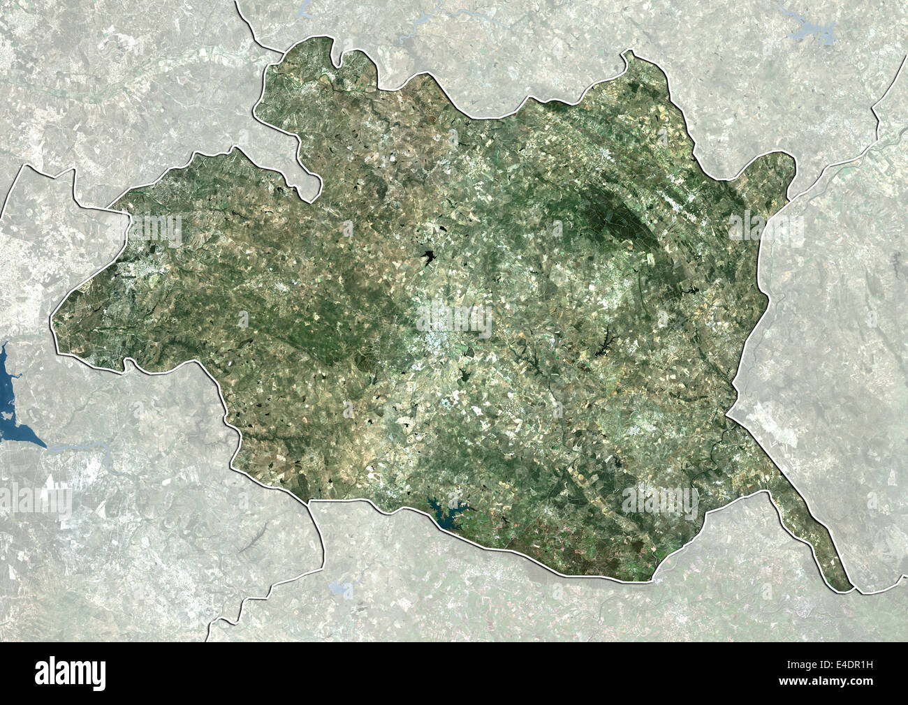 District of Evora, Portugal, True Colour Satellite Image Stock Photo