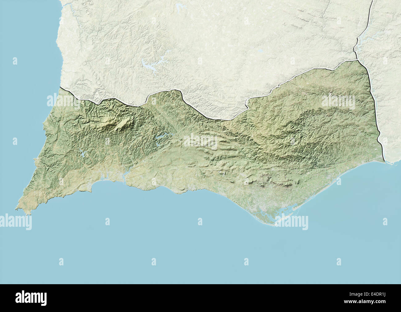 District of Faro, Portugal, Relief Map Stock Photo