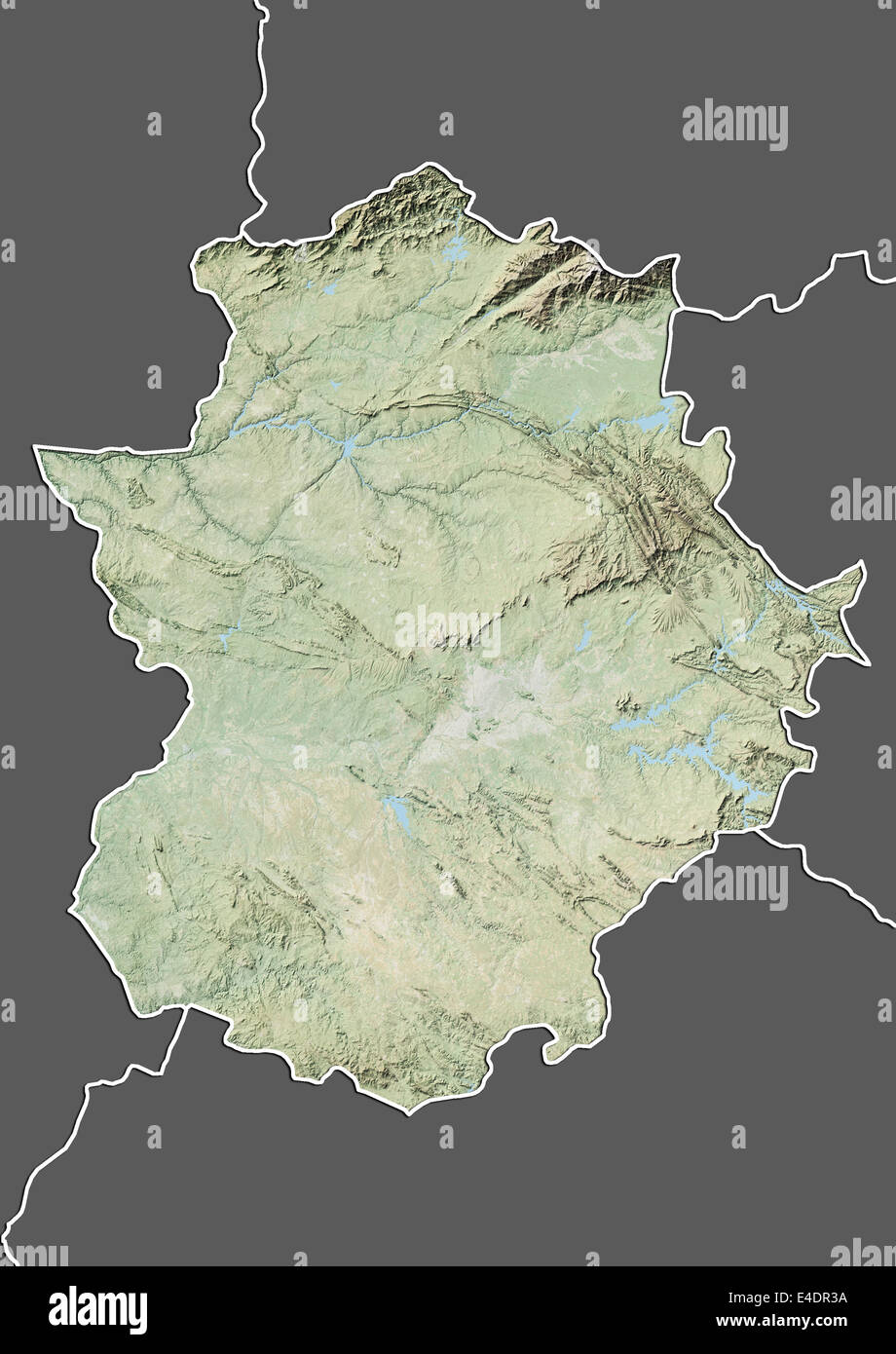 Extremadura, Spain, Relief Map Stock Photo