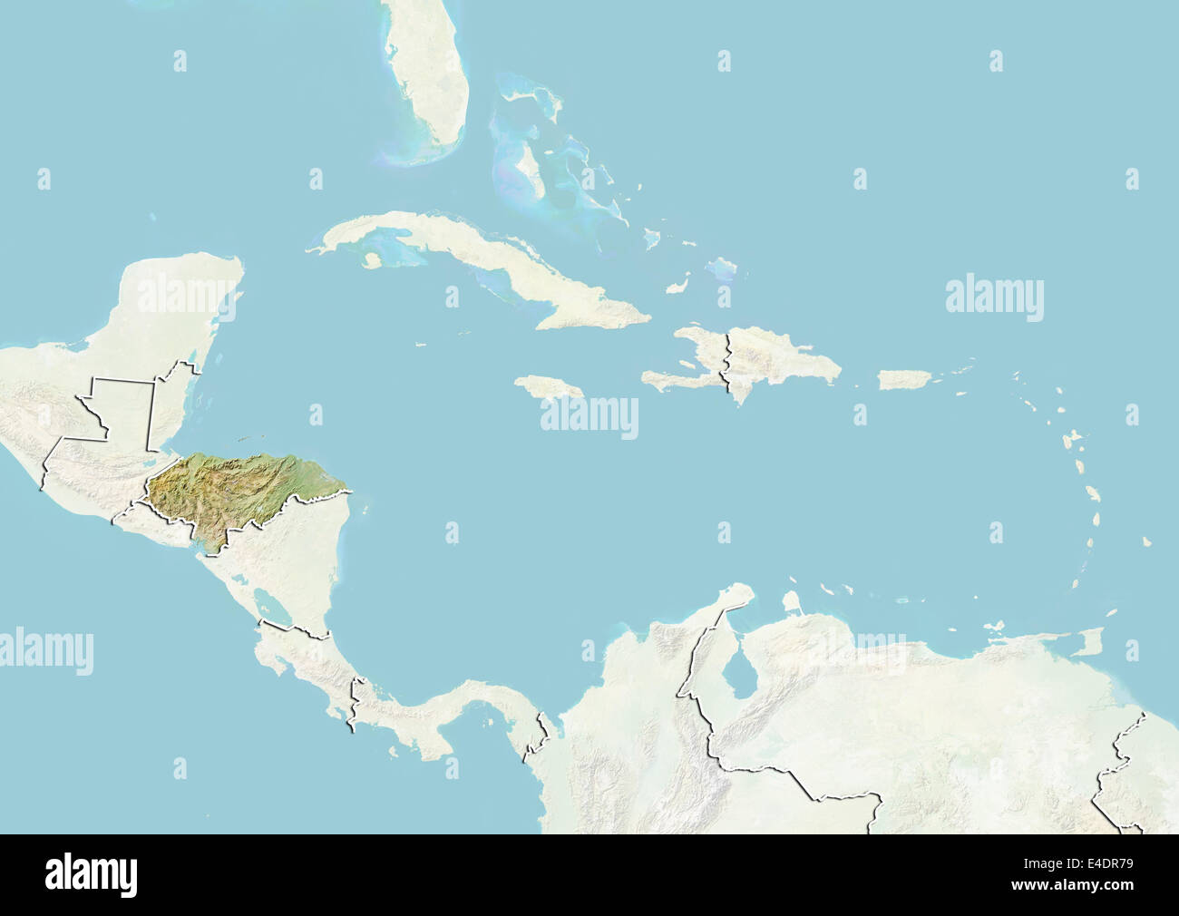Honduras, Relief Map Stock Photo