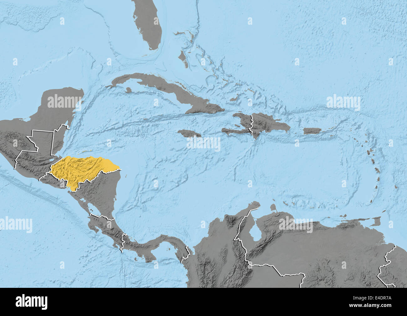 Honduras, Relief Map Stock Photo