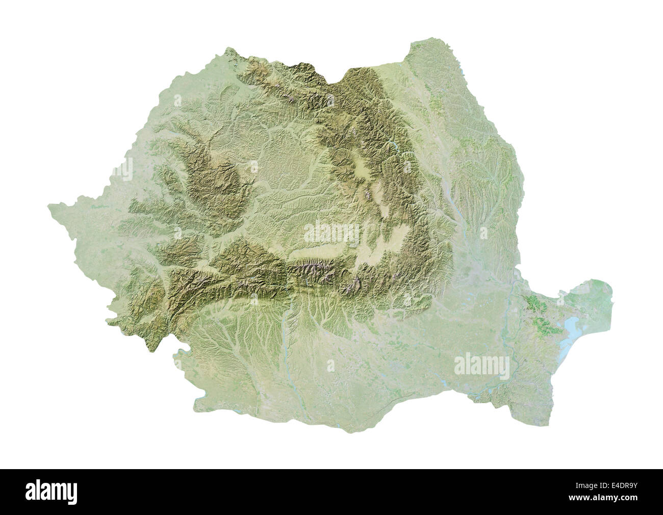 Romania, Relief Map Stock Photo