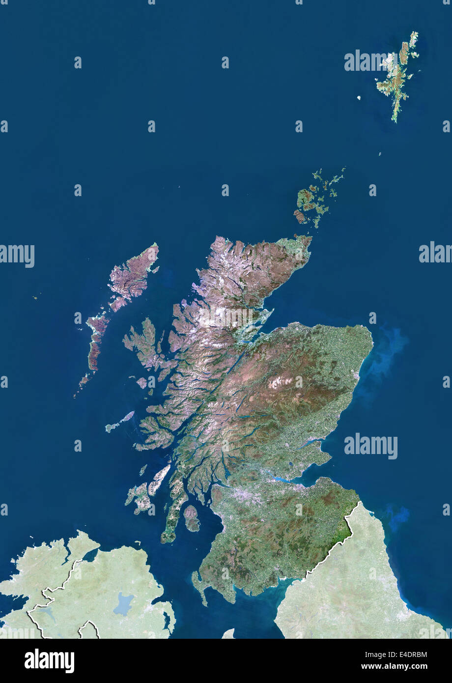 Scotland with Shetland, United Kingdom, True Colour Satellite Image Stock Photo