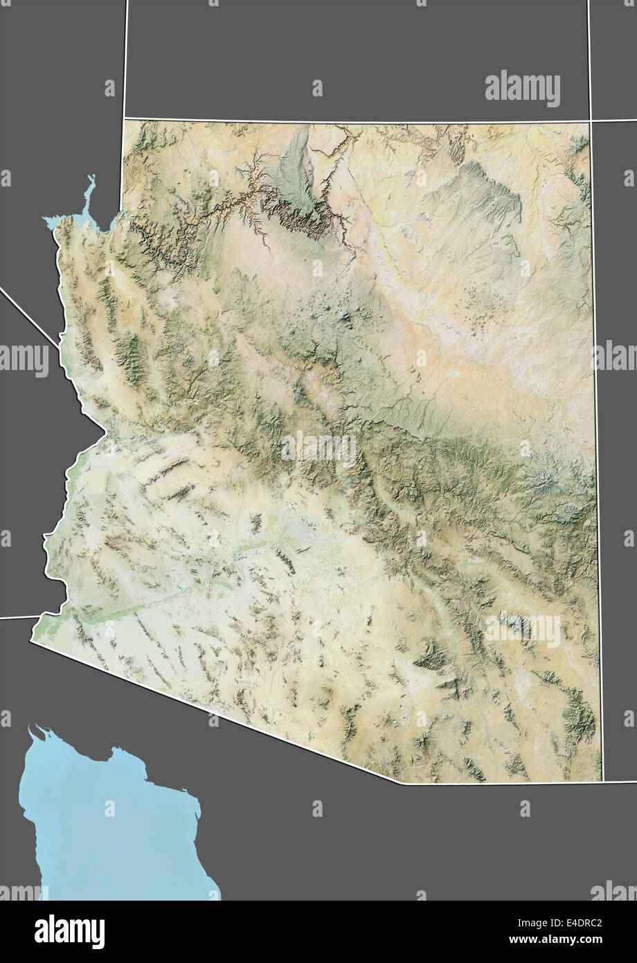 State of Arizona, United States, Relief Map Stock Photo