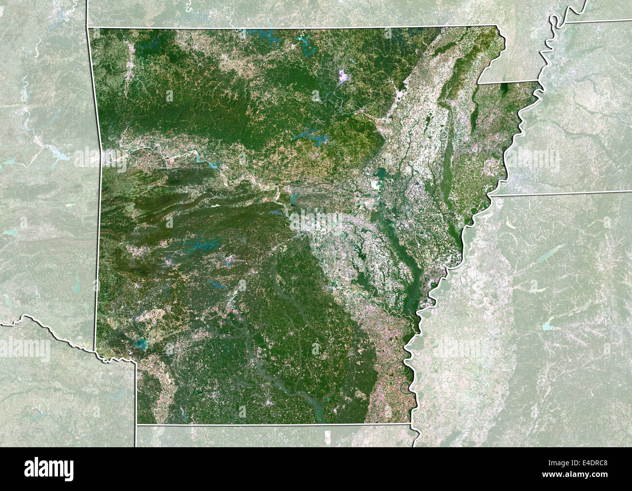Satellite Map Of Arkansas State Of Arkansas, United States, True Colour Satellite Image Stock Photo -  Alamy