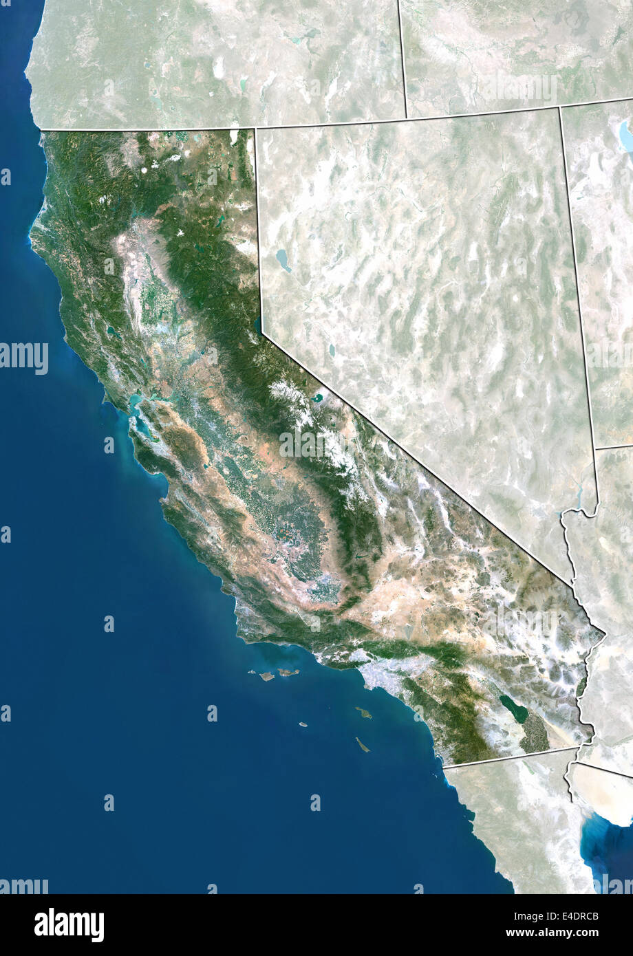 State of California, United States, True Colour Satellite Image Stock Photo