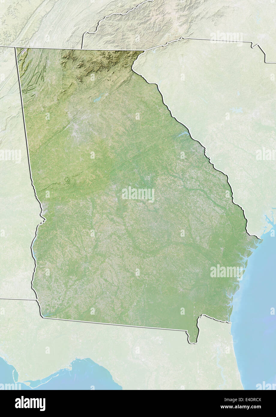 State of Georgia, United States, Relief Map Stock Photo - Alamy