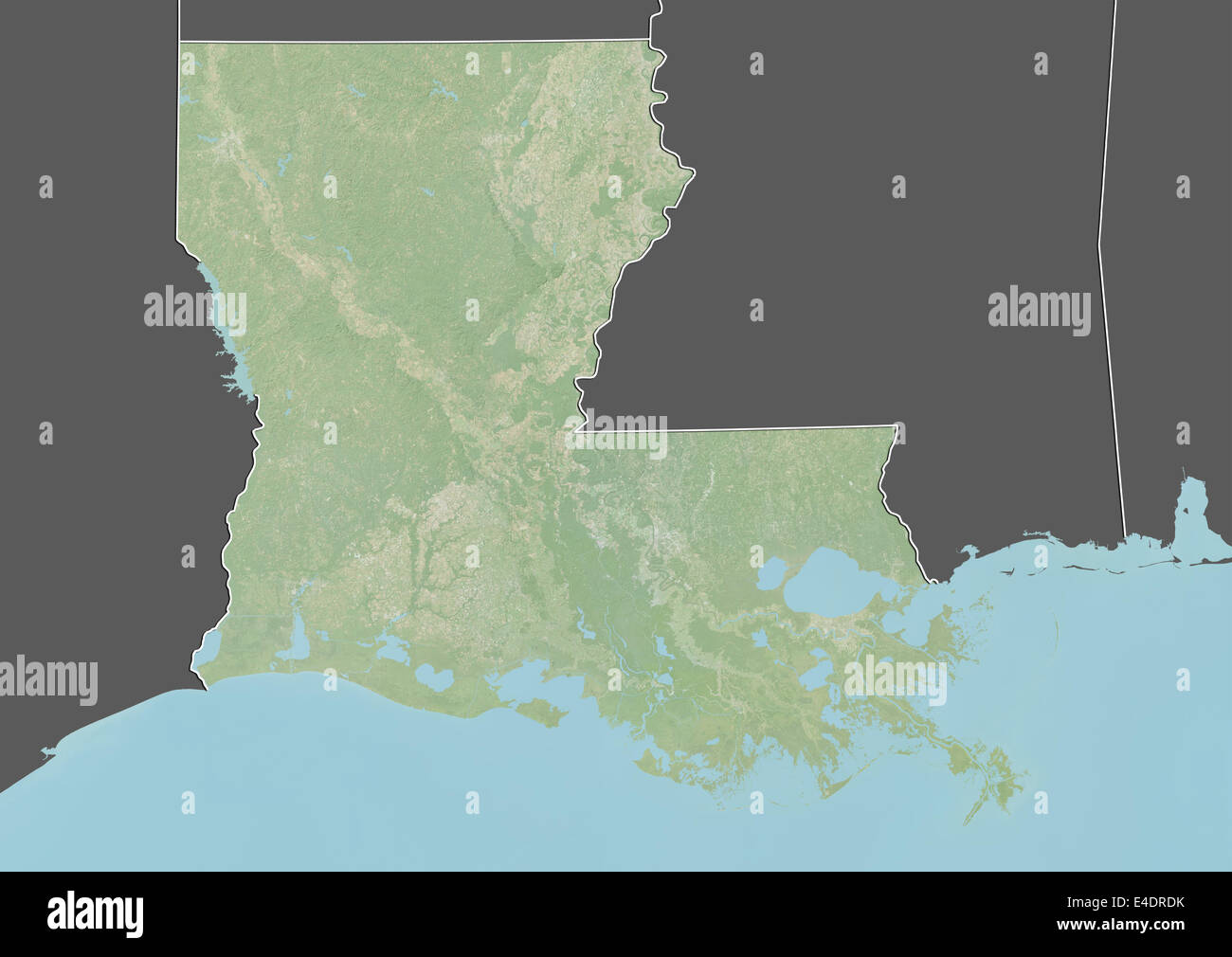 State of Louisiana, United States, Relief Map Stock Photo