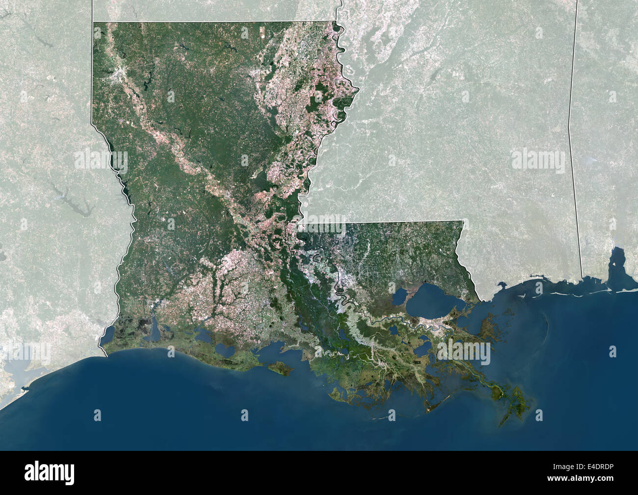 State of Louisiana, United States, True Colour Satellite Image Stock Photo