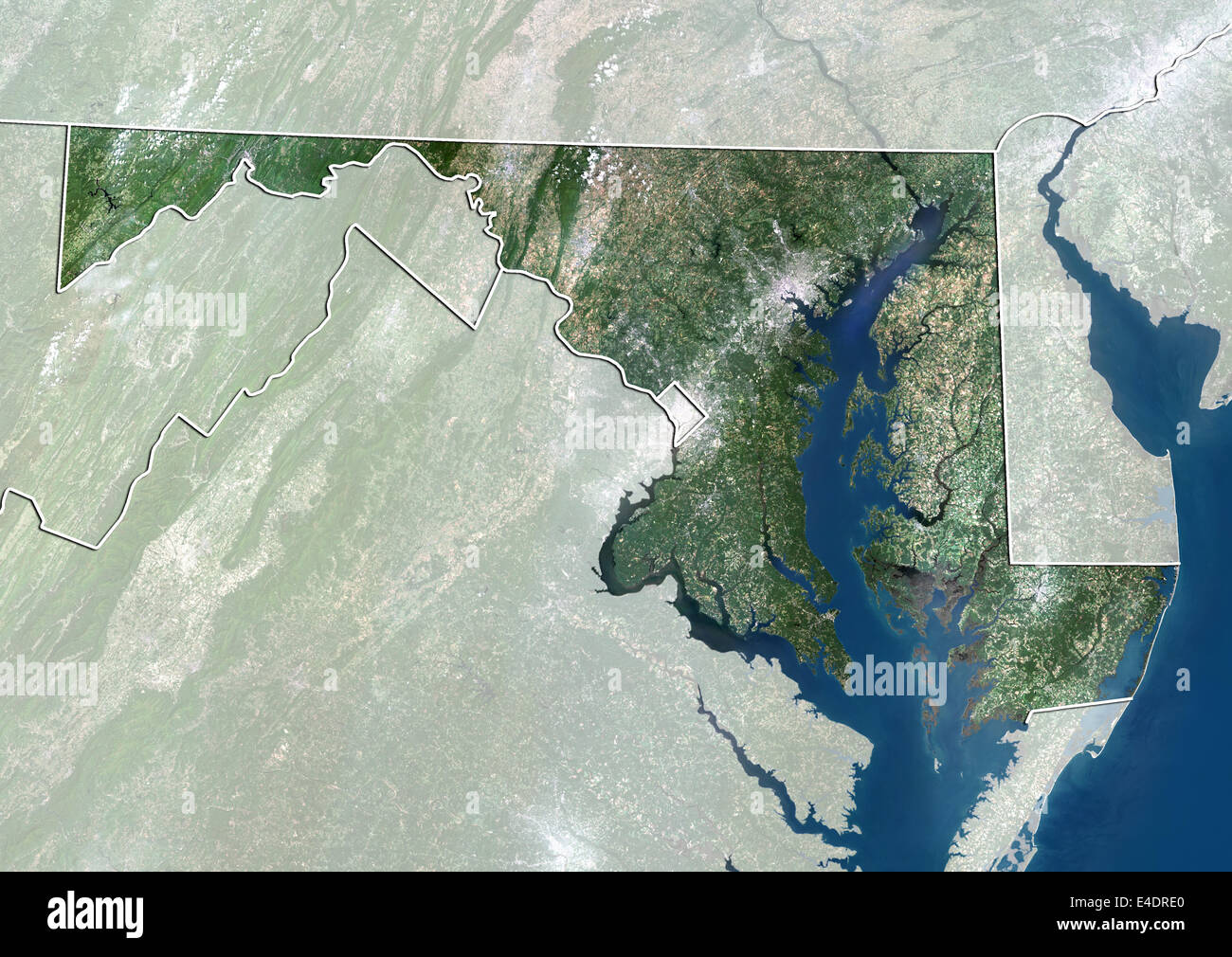 State of Maryland, United States, True Colour Satellite Image Stock Photo