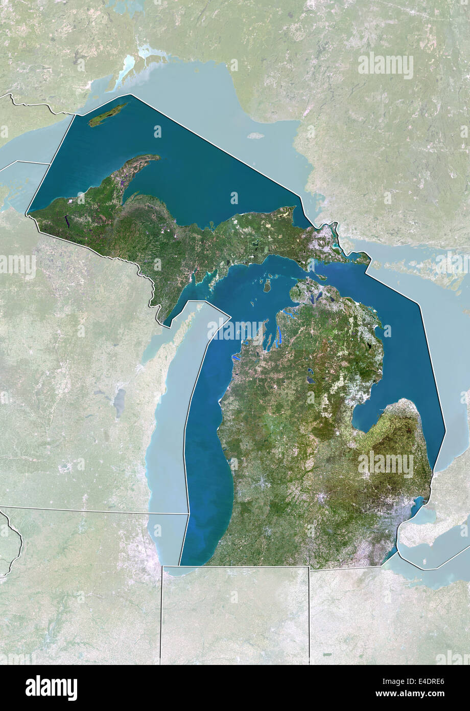 Satellite Map Of Michigan State Of Michigan, United States, True Colour Satellite Image Stock Photo -  Alamy