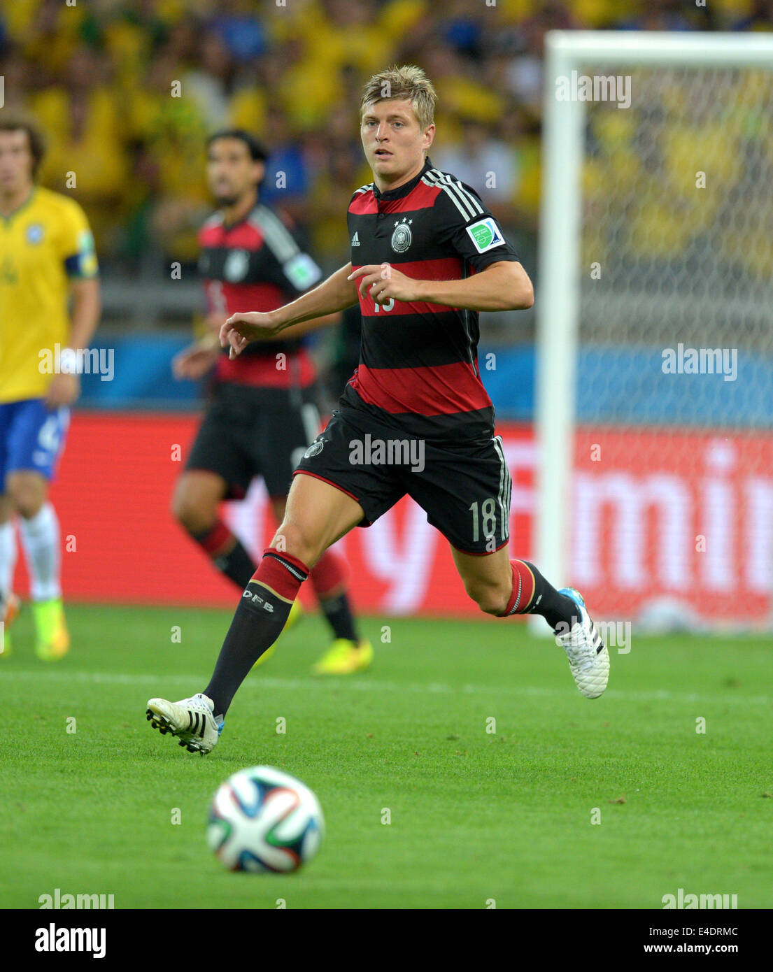 Belo Horizonte, Brazil. 08th July, 2014. Germany's Toni Kroos during the FIFA World Cup 2014 semi-final soccer match between Brazil and Germany at Estadio Mineirao in Belo Horizonte, Brazil, 08 July 2014. Photo: Thomas Eisenhuth/dpa/Alamy Live News Stock Photo
