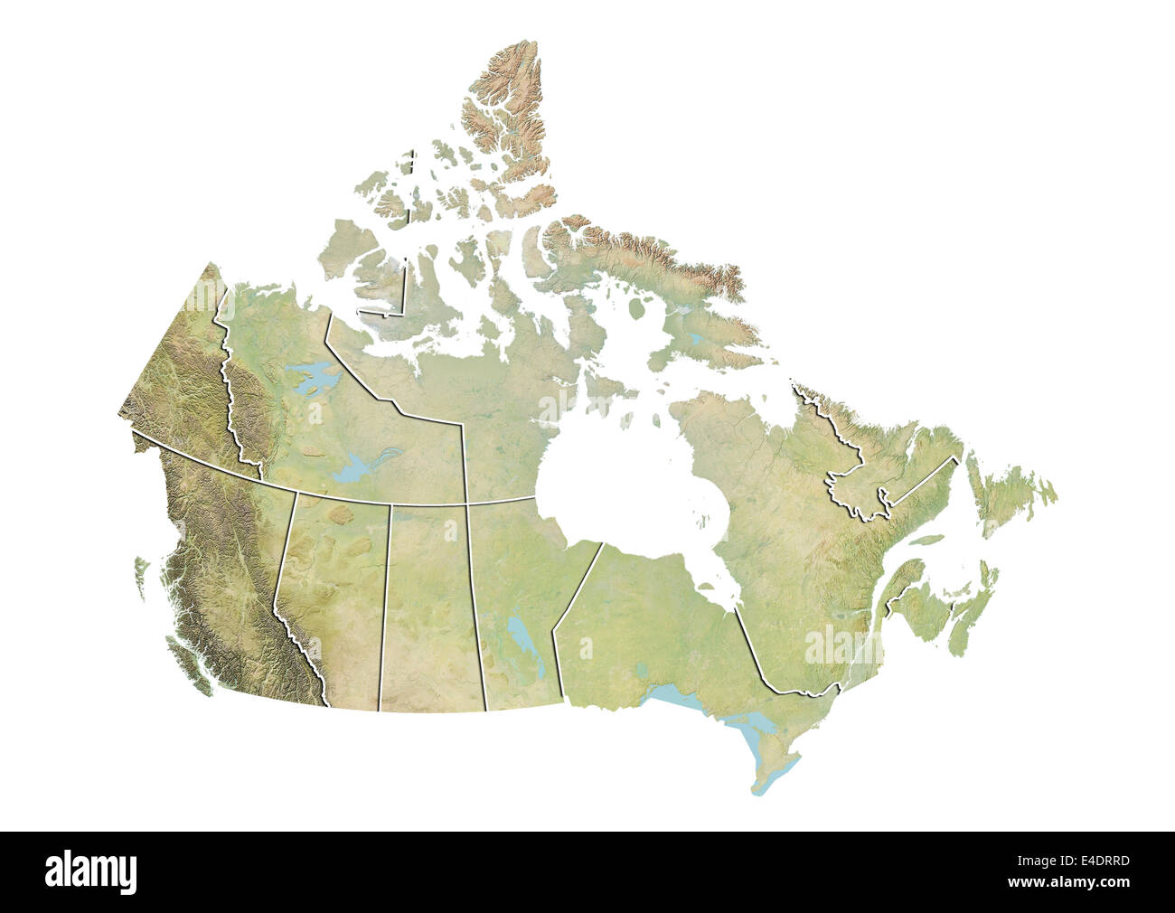Canada, Relief Map With Province Boundaries Stock Photo - Alamy