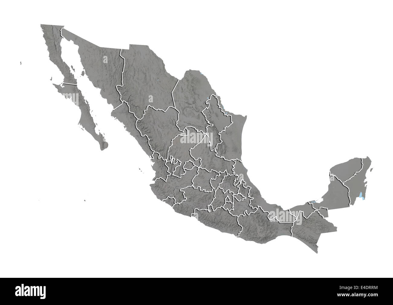 Mexico, Relief Map With State Boundaries Stock Photo - Alamy