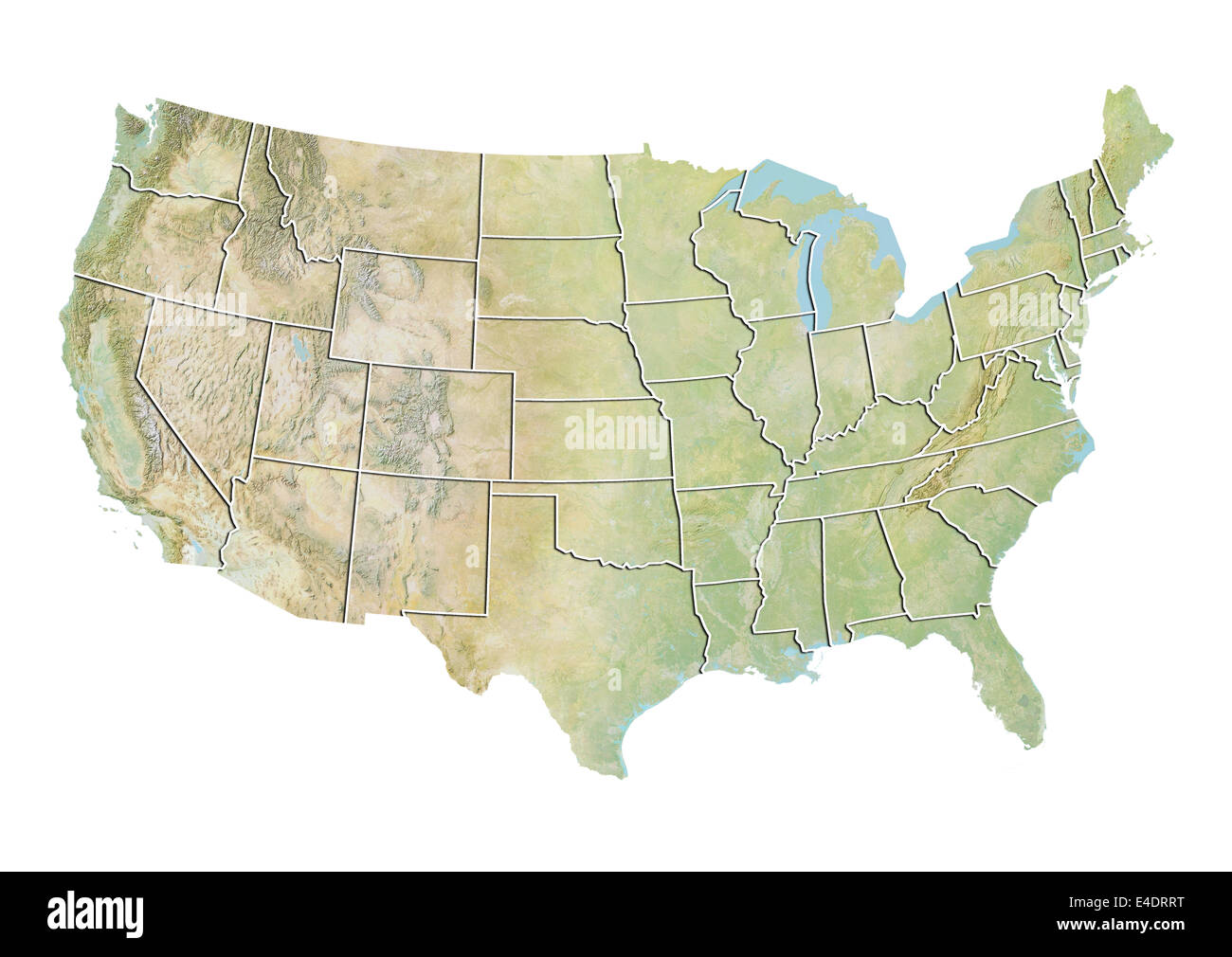 United States, Relief Map With State Boundaries Stock Photo - Alamy