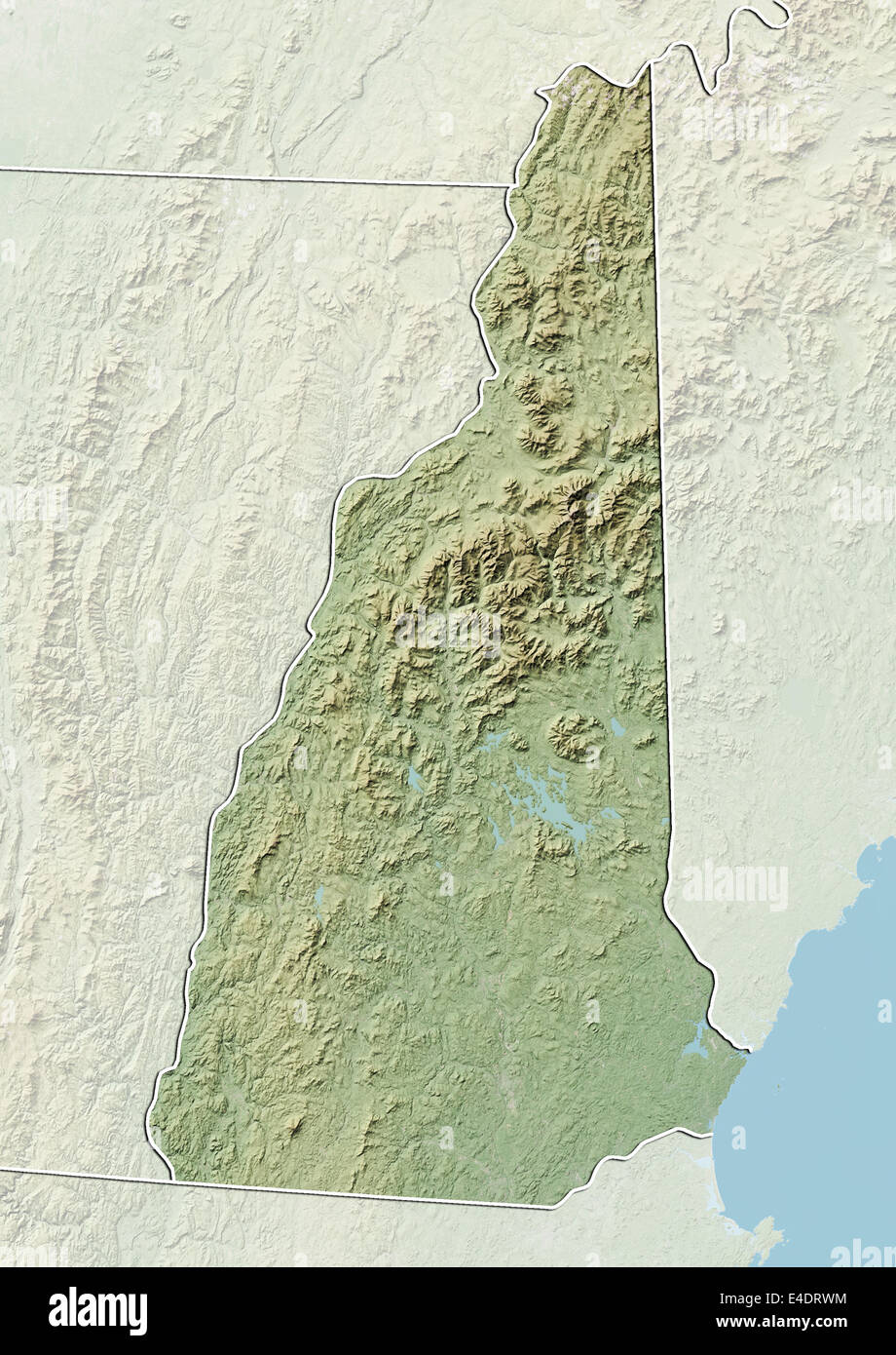 State of New Hampshire, United States, Relief Map Stock Photo